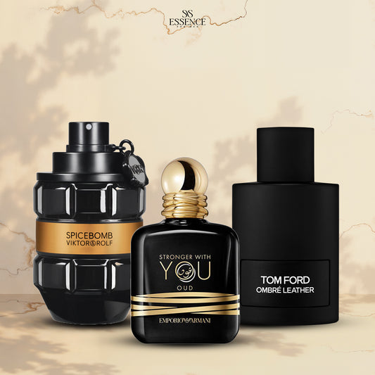 Strong With You Oud + Tom Ford Ombre Leather + Spicebomb Viktor Rolf