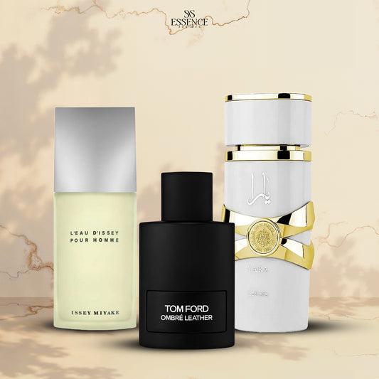 Issey Miyake 100 ml + Yara 100 ml + Tom Ford  Ombre Leather 100 ml