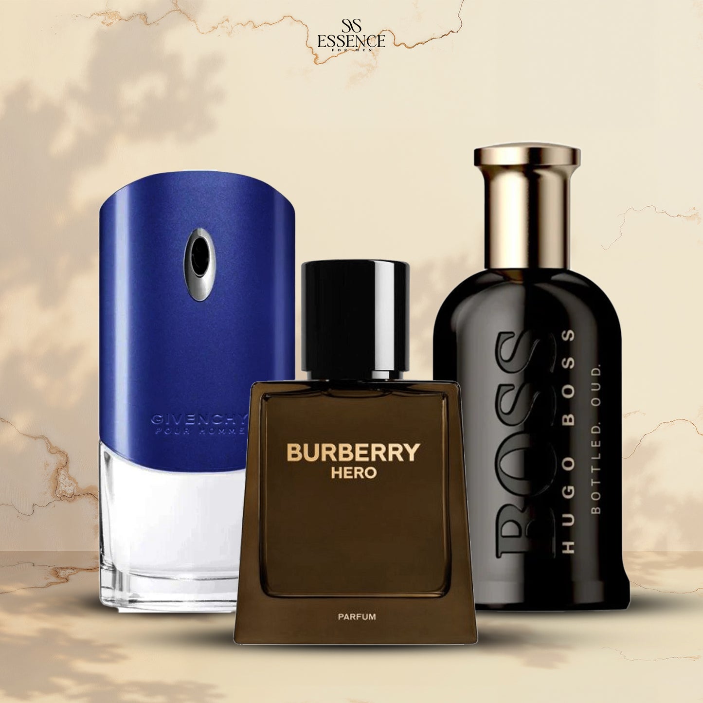 Givenchy Blue + Burberry Hero + Hugo Boss Black