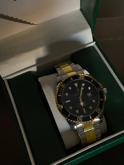 Rolex submarine men's watch in silver & gold