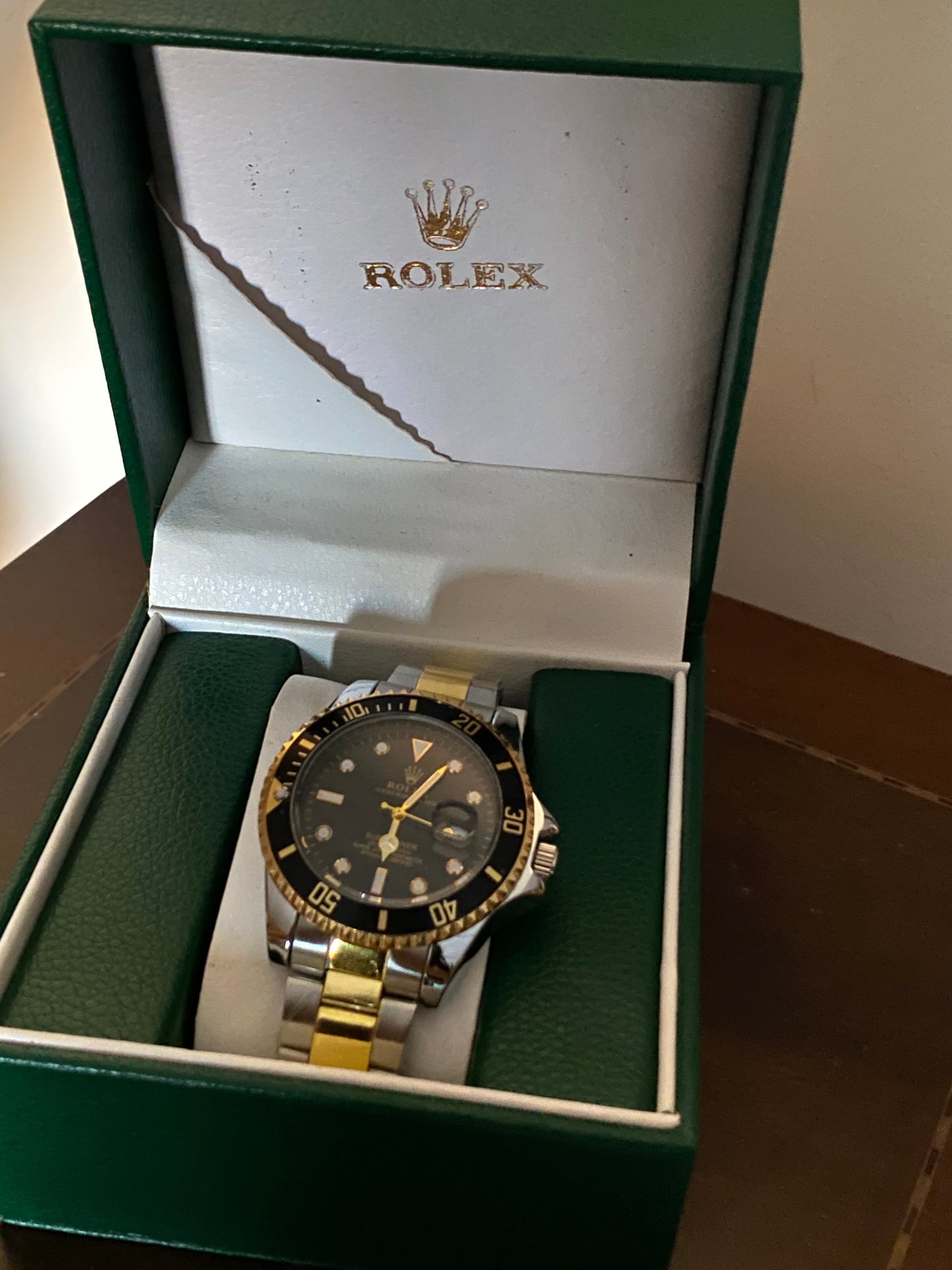 Rolex submarine men's watch in silver & gold