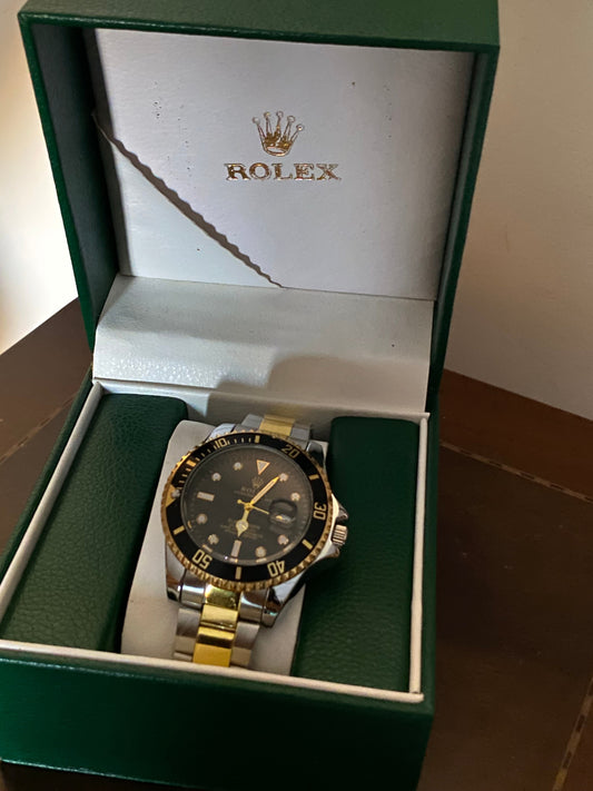 Rolex submarine men's watch in silver & gold