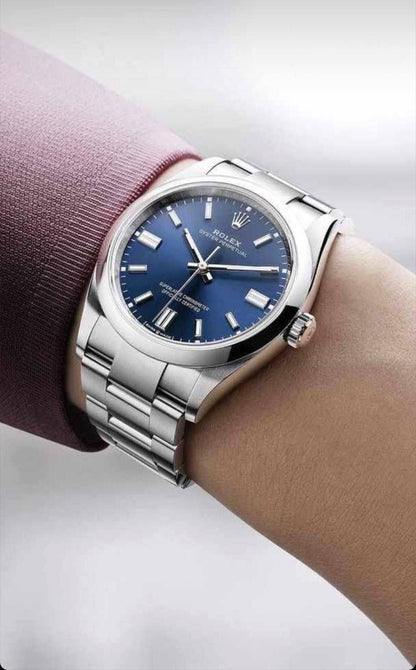 Rolex oyster perpetual in blue for men