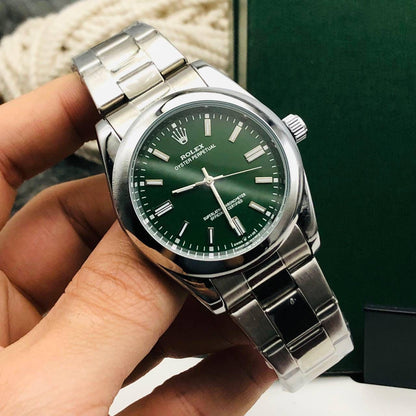 Rolex oyster perpetual in green for men